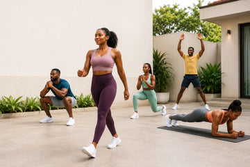 Image showing a group of men and women performing some of the best exercise for weight loss without a gym
