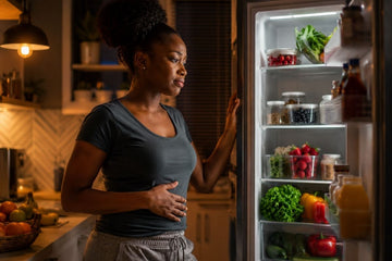 Woman with high cortisol suffering from food noise