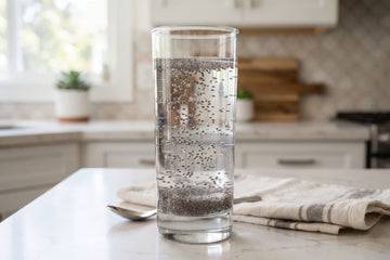 Image showing chia seeks soaked in water for weight loss purpose