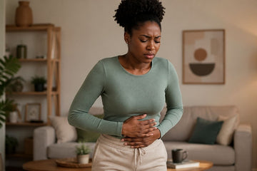 Image of a woman experiencing nausea, a side effect of tirzepatide