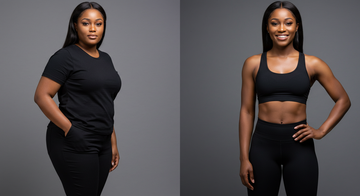 Before and after photo showing weight loss results