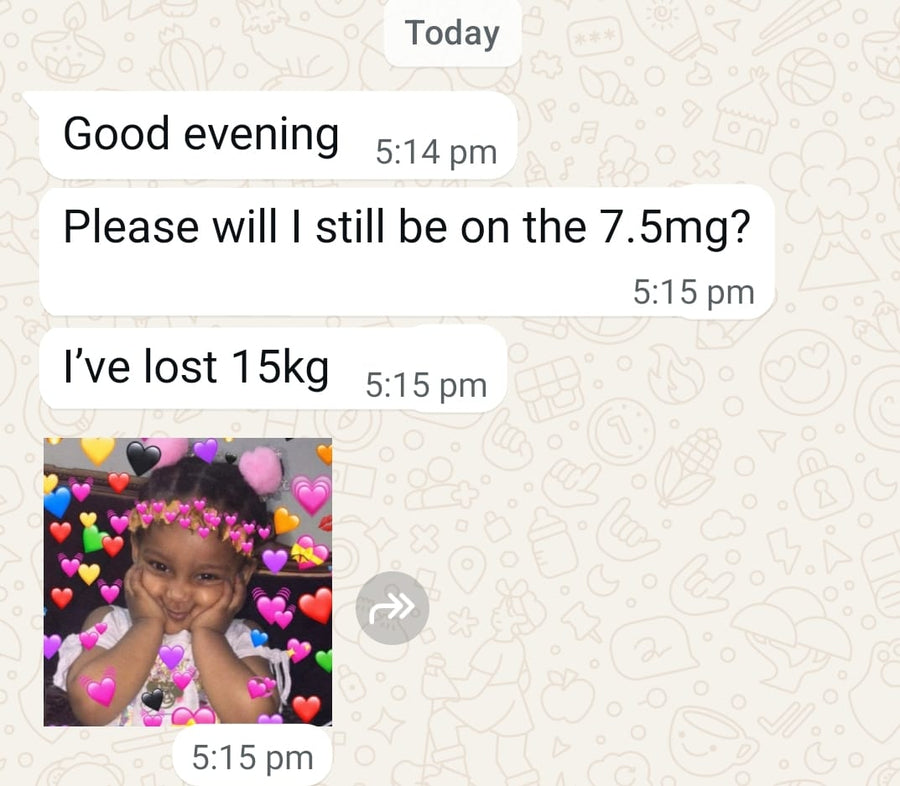 Tizaro review showing a HueBeautyGlam client who lost 15kg on Tizaro 7.5mg