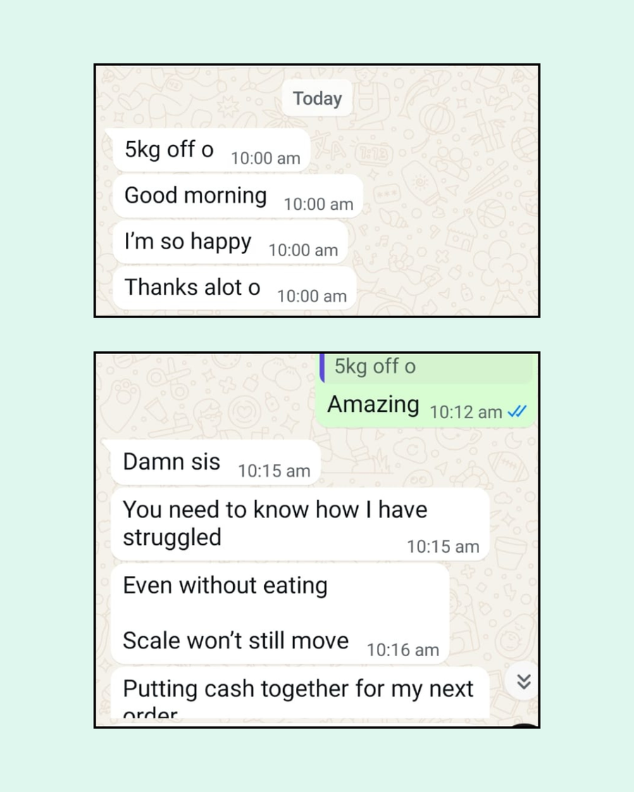 Shola lost 5kg on Tizaro